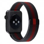 Premium Color Stainless Steel Magnetic Milanese Loop Strap Wristband for Apple Watch Series 8/7/6/5/4/3/2/1/SE - 41MM/40MM/38MM (Black Red)